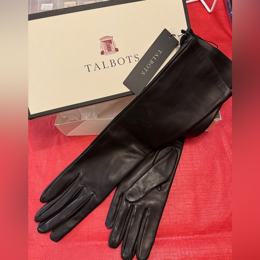 NWT Talbots Black leather gloves